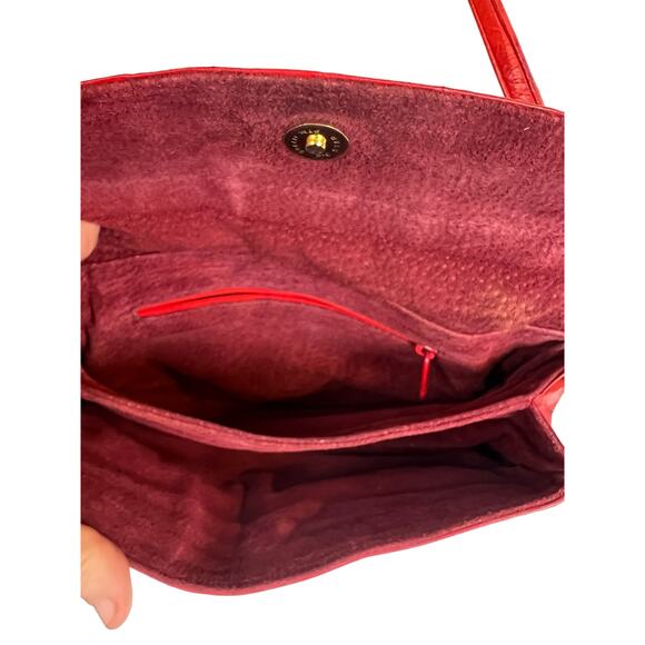 Vintage Red Eelskin Ell Skin Exotic Leather Purse Bag Retro 80s - Picture 9 of 10